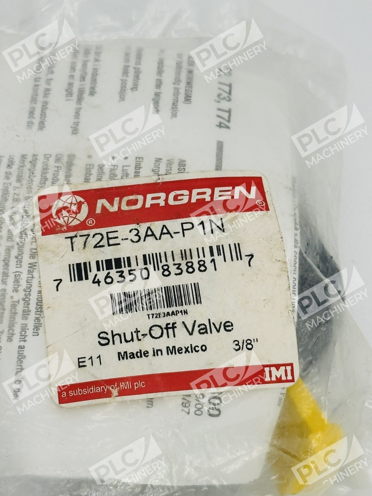 Norgren T72E-3AA-P1N Pneumatic Shut-Off Valve 3/8" Excelon Series - Image 2