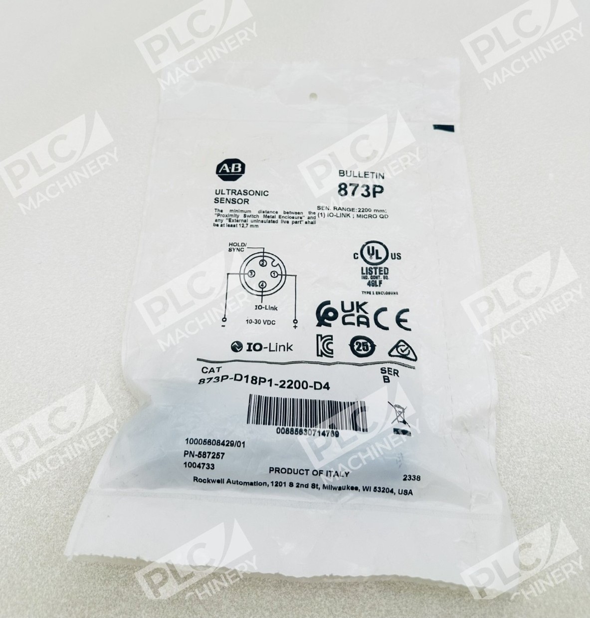 Allen Bradley 873P-D18P1-2200-D4 Ultrasonic Sensor Ser B