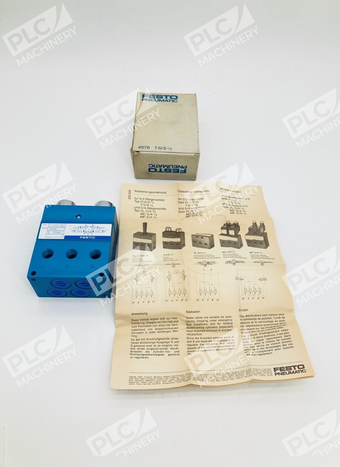 Festo T-5/3-1/4 Pneumatic Directional Control Valve Serie F602