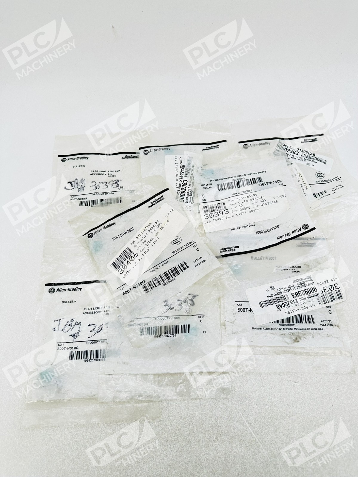 Allen Bradley 800T-N319G Pilot Light LED Lamp Green Ser C Lot of 9