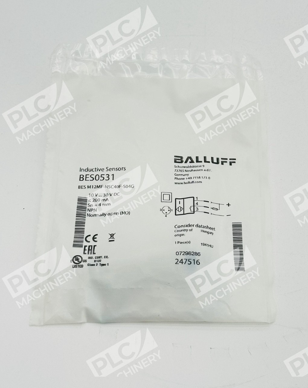 Balluff BES0531 Inductive Proximity Sensor M12 NPN BES M12MF-NSC40F-S04G