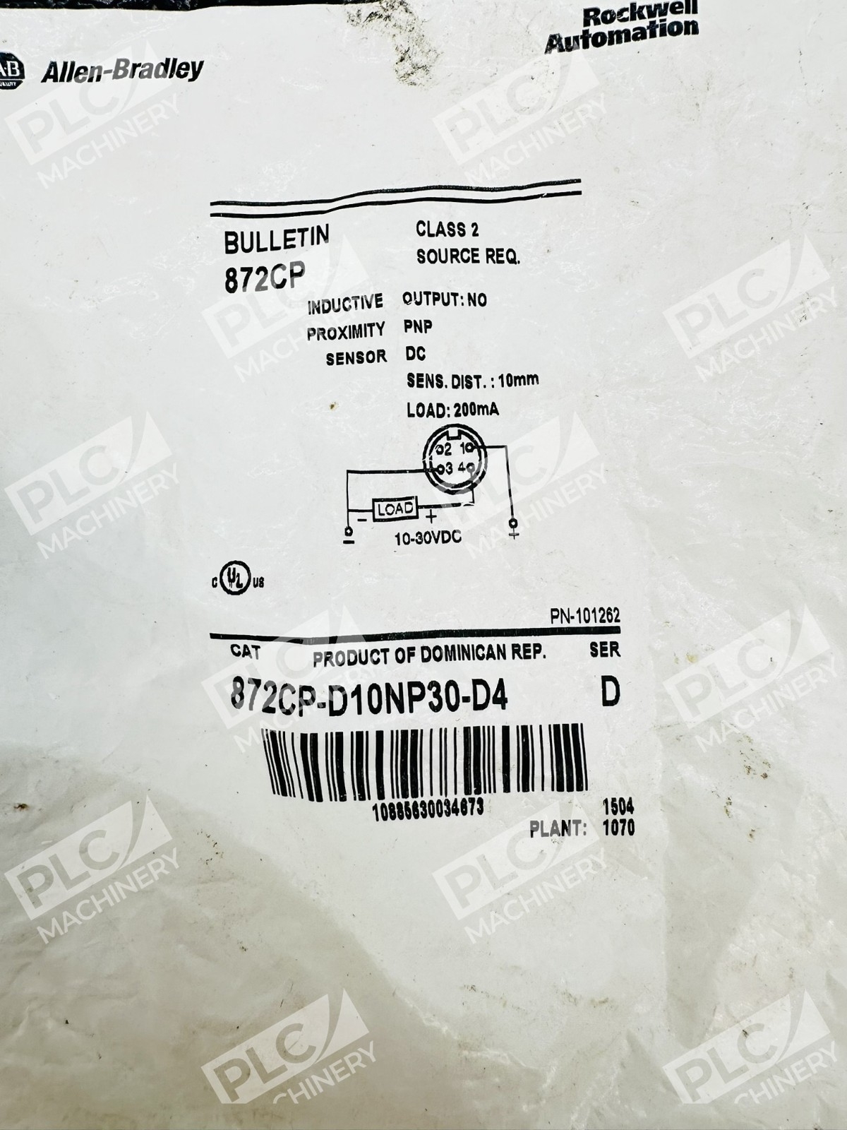 Allen Bradley 872CP-D10NP30-D4 Inductive Proximity Sensor Ser D - Image 3