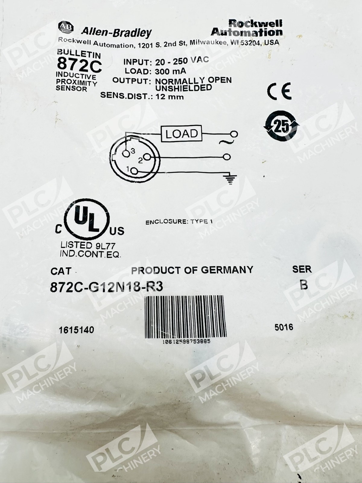 Allen Bradley 872C-G12N18-R3 Inductive Proximity Sensor Ser B - Image 3