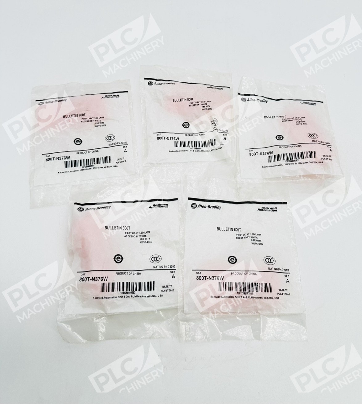 Allen Bradley 800T-N376W Pilot Light LED Lamp Ser A Lot of 5