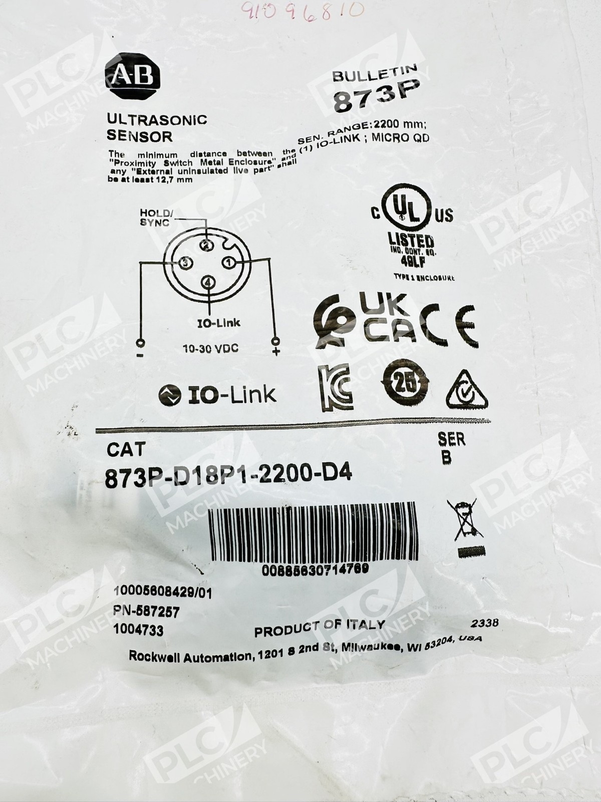 Allen Bradley 873P-D18P1-2200-D4 Ultrasonic IO-Link Sensor Ser B - Image 3
