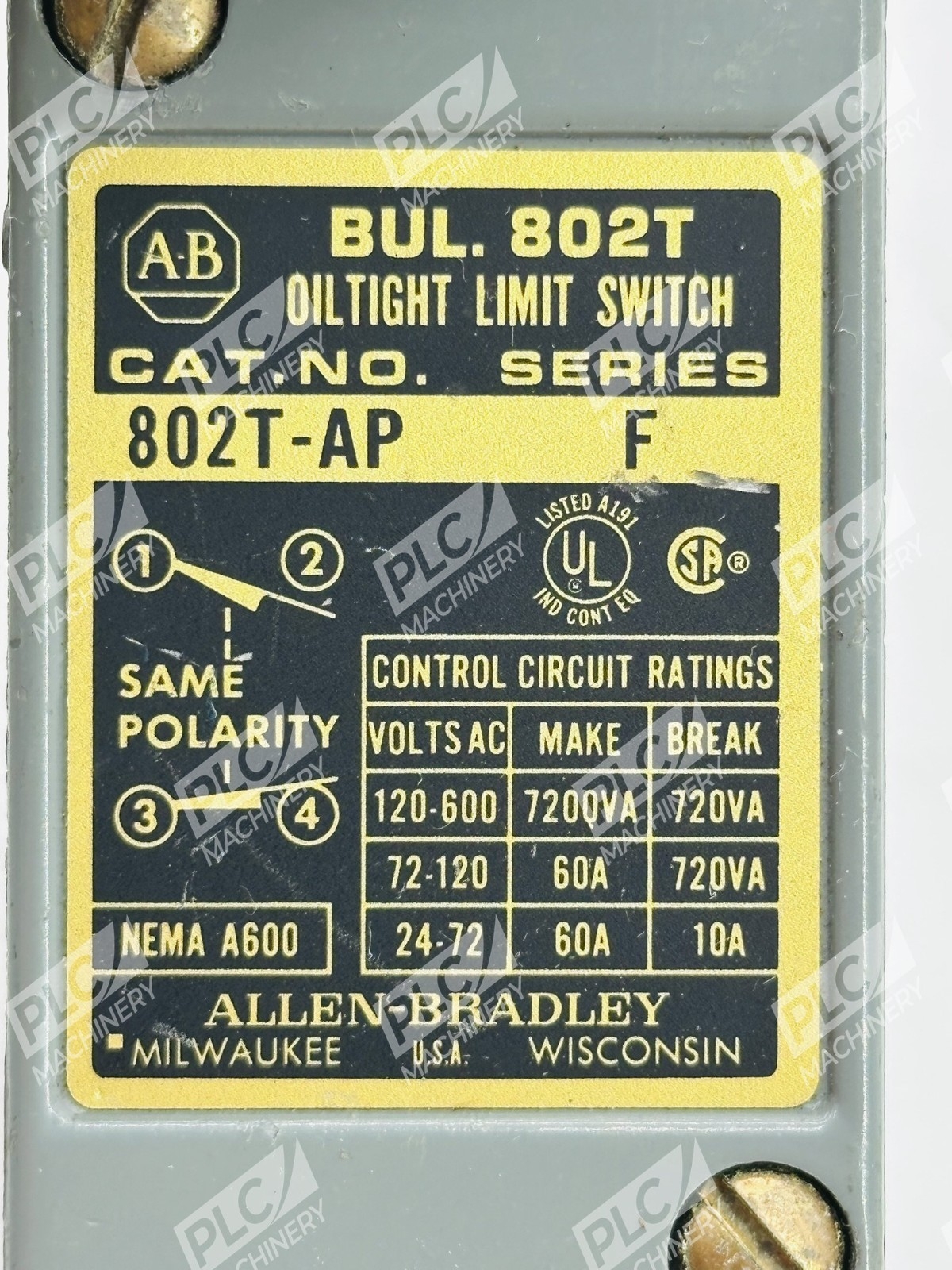 Allen Bradley 802T-AP Oiltight Limit Switch Ser F - Image 6