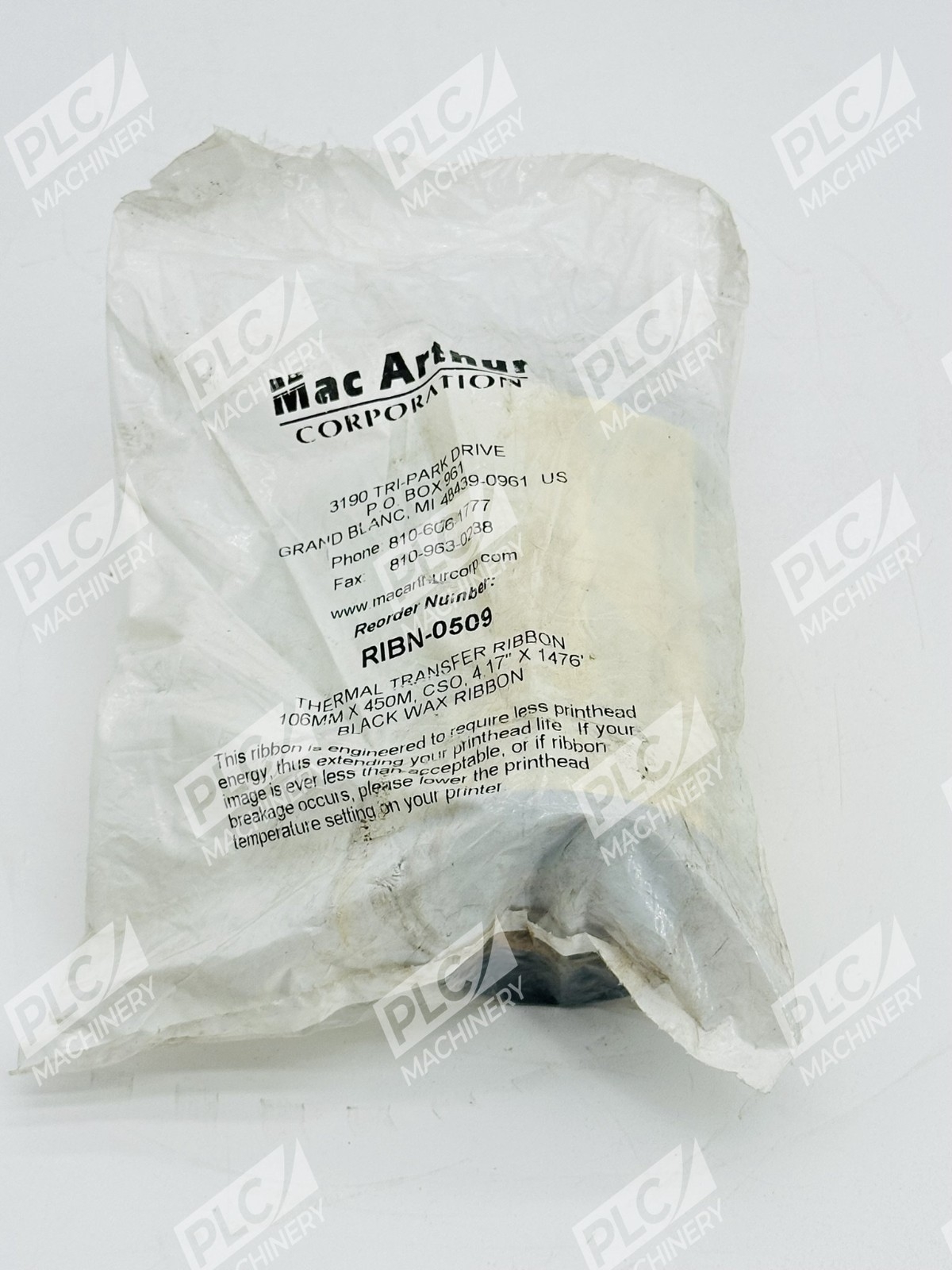 MacArthur RIBN-0509 Thermal Transfer Black Wax Ribbon