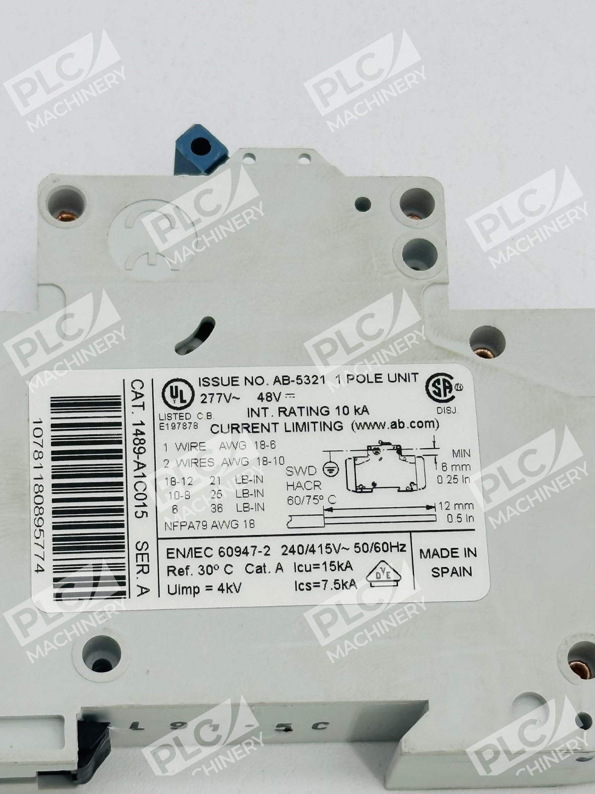 Allen Bradley 1489-A1C015 Miniature Circuit Breaker 1 Pole 15A Ser A - Image 7