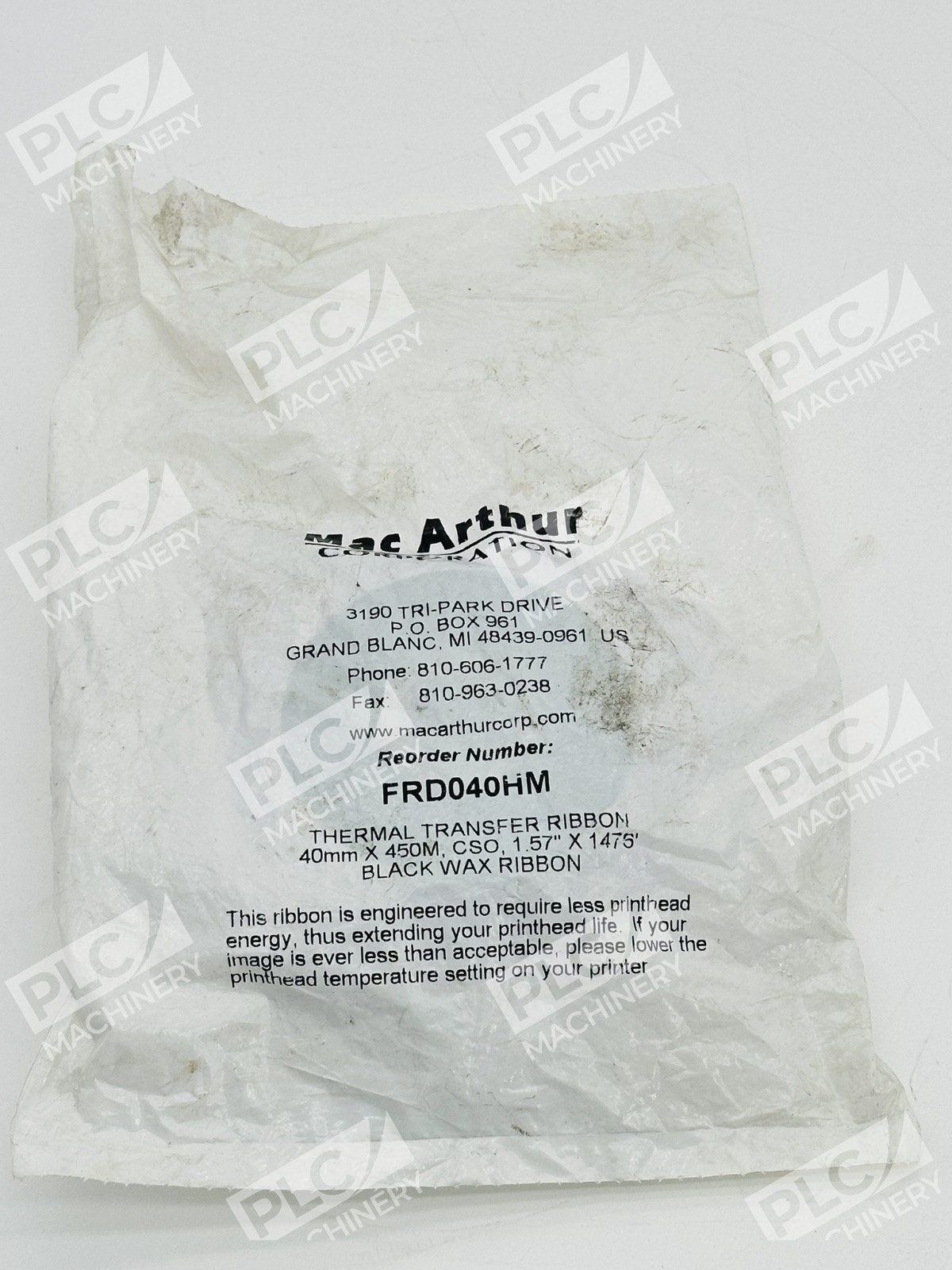 Mac Arthur FRD040HM Thermal Transfer Black Wax Ribbon