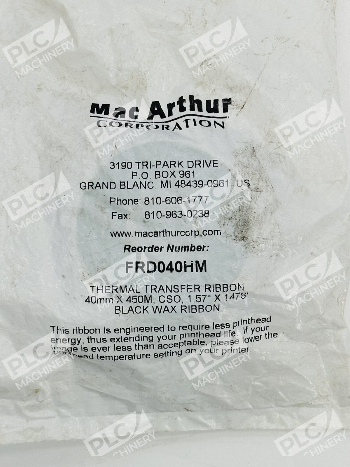 Mac Arthur FRD040HM Thermal Transfer Black Wax Ribbon - Image 2
