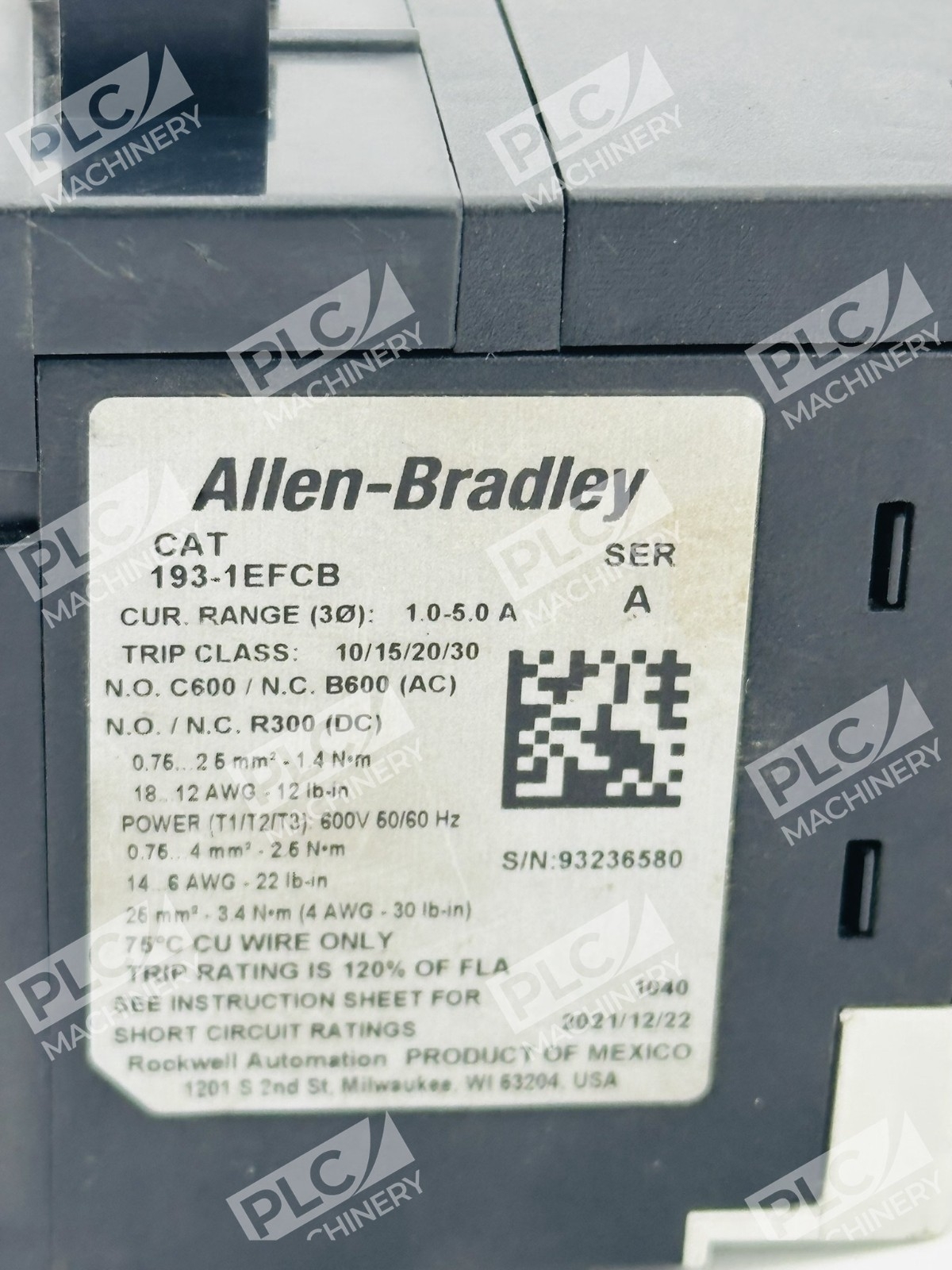 Allen Bradley 193-1EFCB Electronic Overload Relay Ser A - Image 6