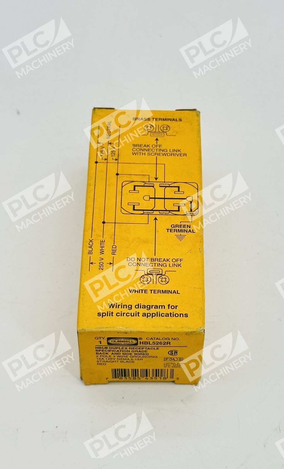 Hubbell HBL5262R Specification Grade Duplex Receptacle Red 15A 125V