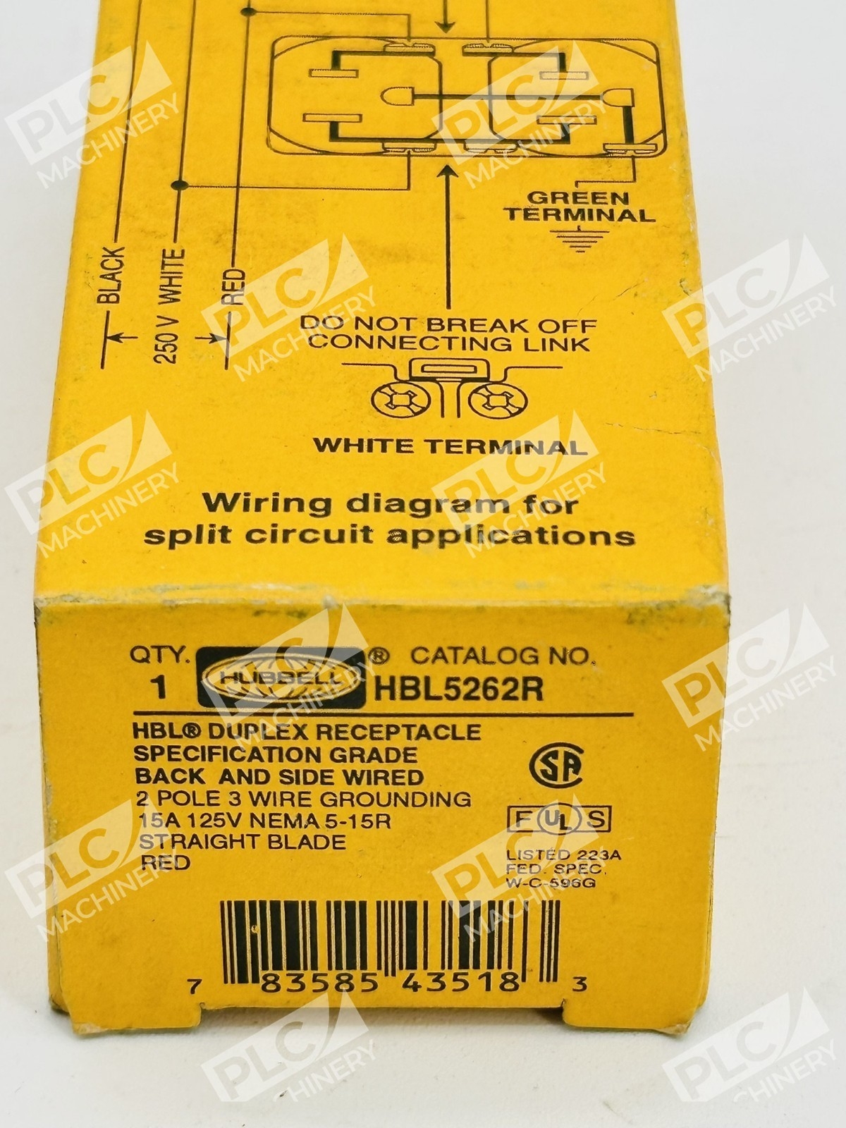 Hubbell HBL5262R Specification Grade Duplex Receptacle Red 15A 125V - Image 3