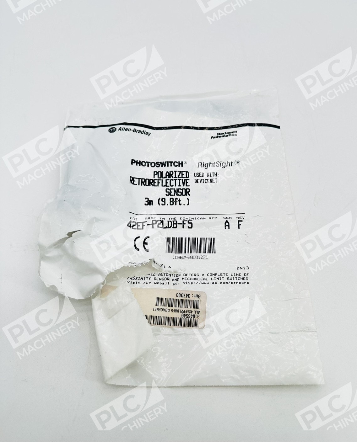 Allen Bradley 42EF-P2LDB-F5 Photoswitch Retroreflective Sensor Rev F Ser A