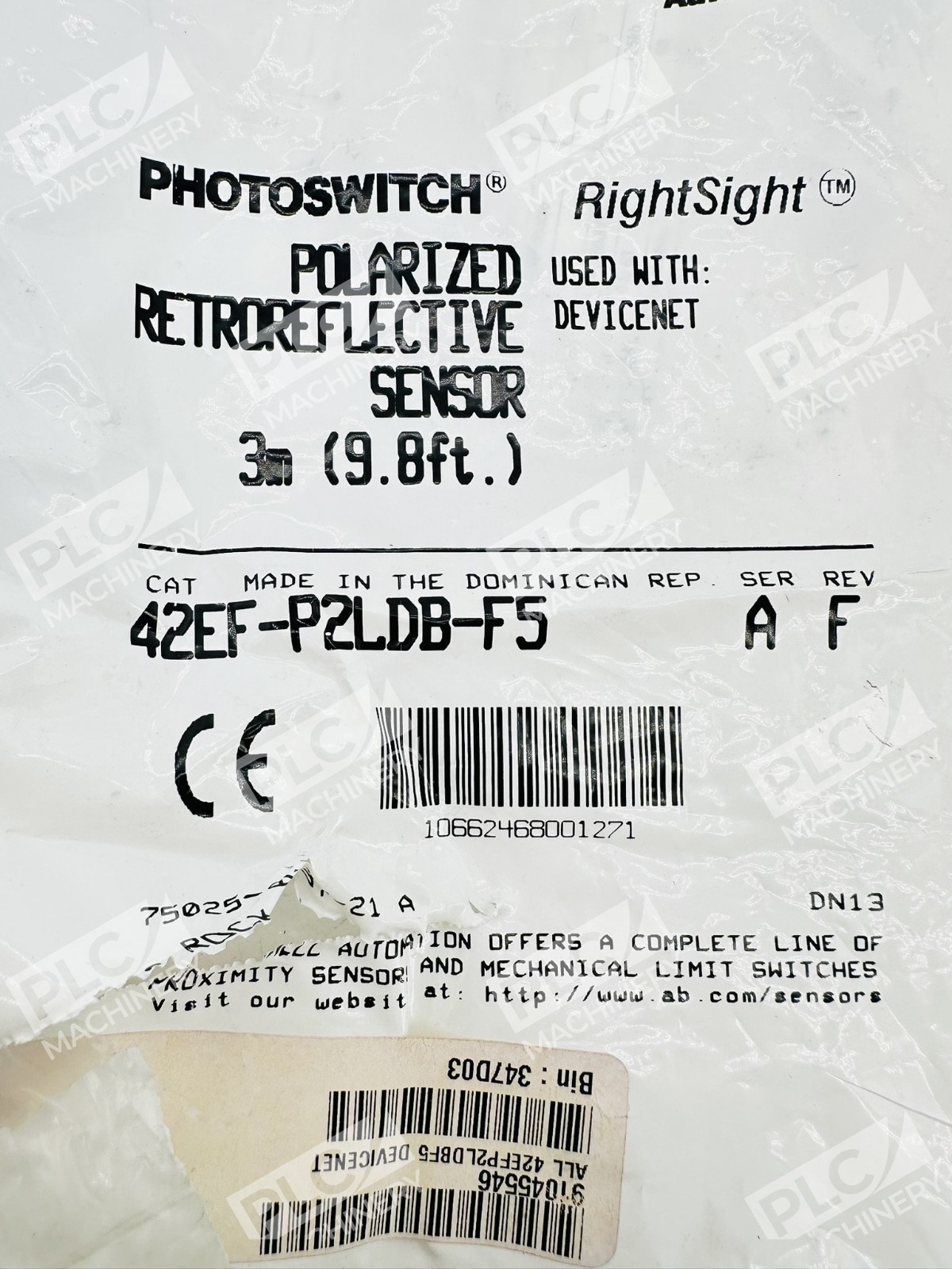 Allen Bradley 42EF-P2LDB-F5 Photoswitch Retroreflective Sensor Rev F Ser A - Image 3