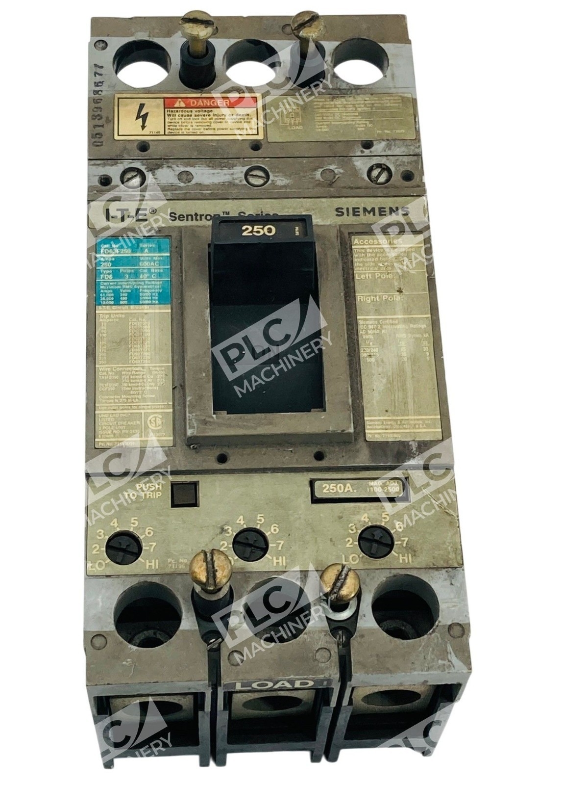 FD63F250 - Siemens - Molded Case Circuit Breaker I-T-E Sentron Series A - Image 5