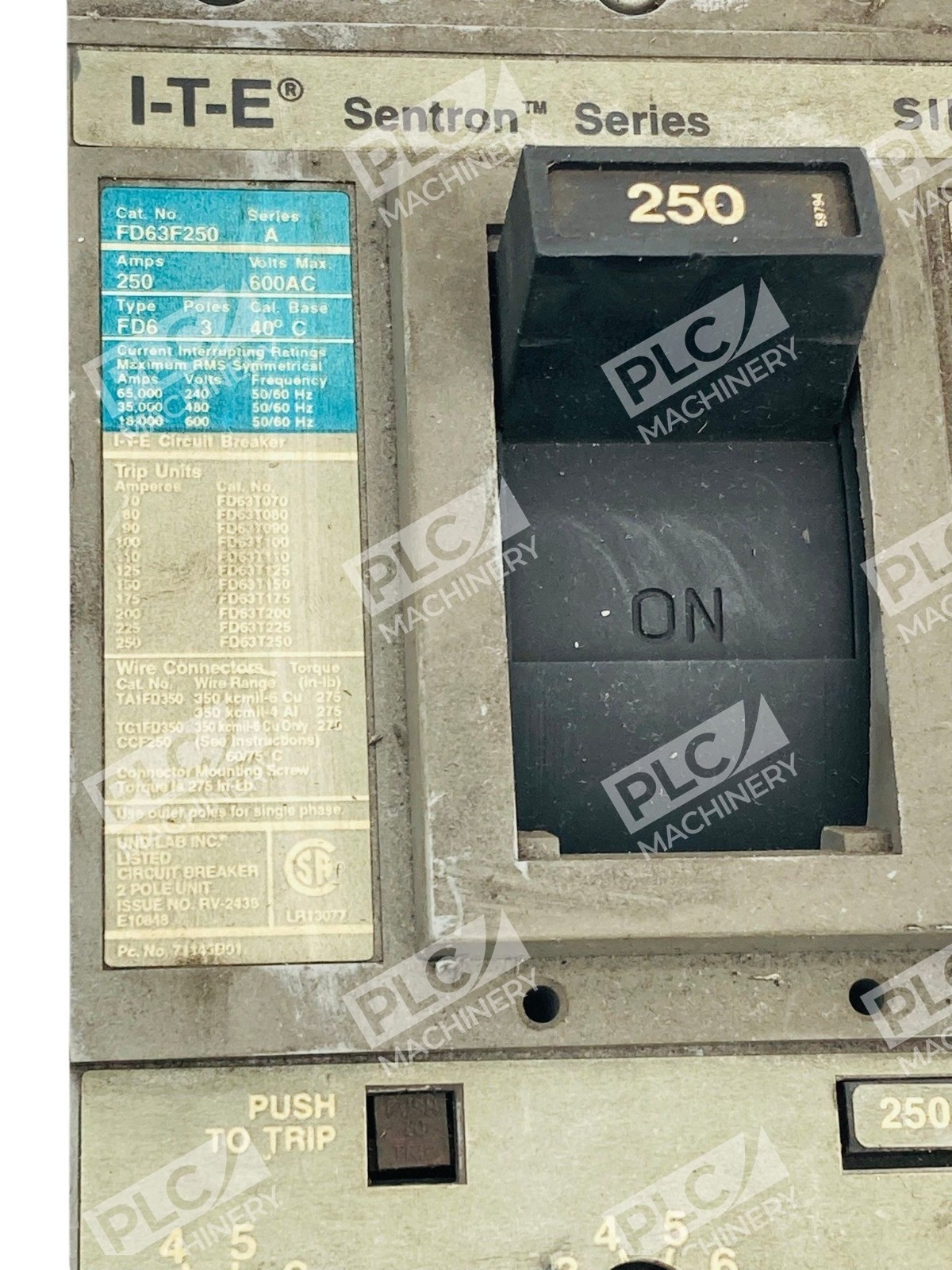 FD63F250 - Siemens - Molded Case Circuit Breaker I-T-E Sentron Series A - Image 6