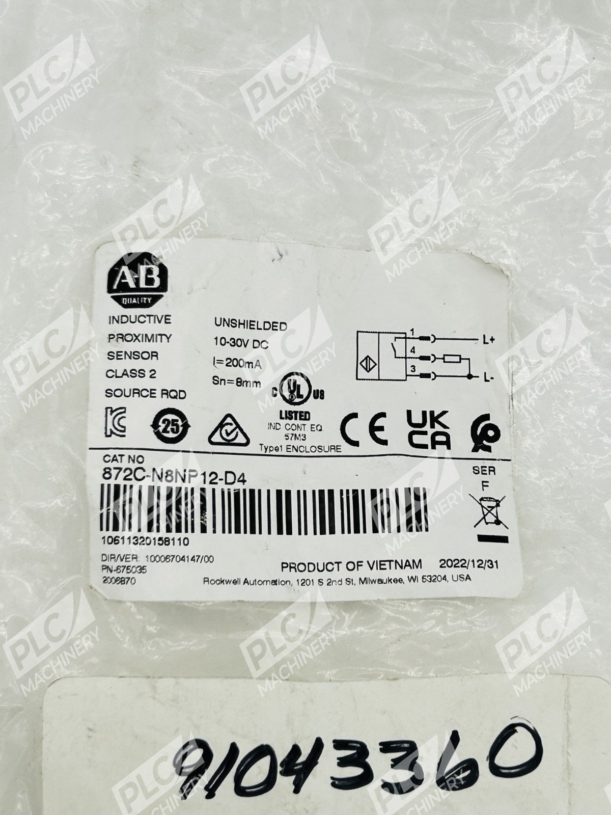 Allen Bradley 872C-N8NP12-D4 Inductive Proximity Sensor Ser F - Image 2