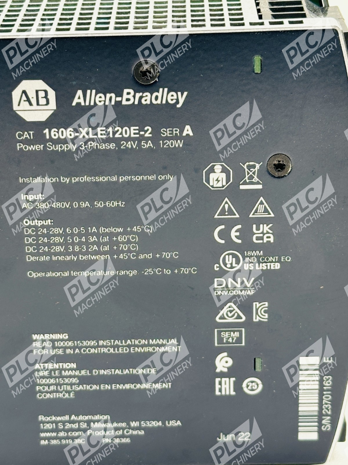 Allen Bradley 1606-XLE120E-2 Series A Power Supply - Image 9