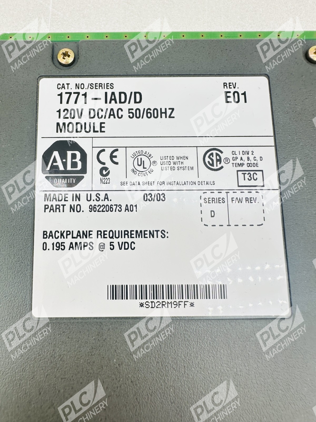Allen Bradley 1771-IAD Series D 120V DC/AC 50/60HZ Module - Image 4