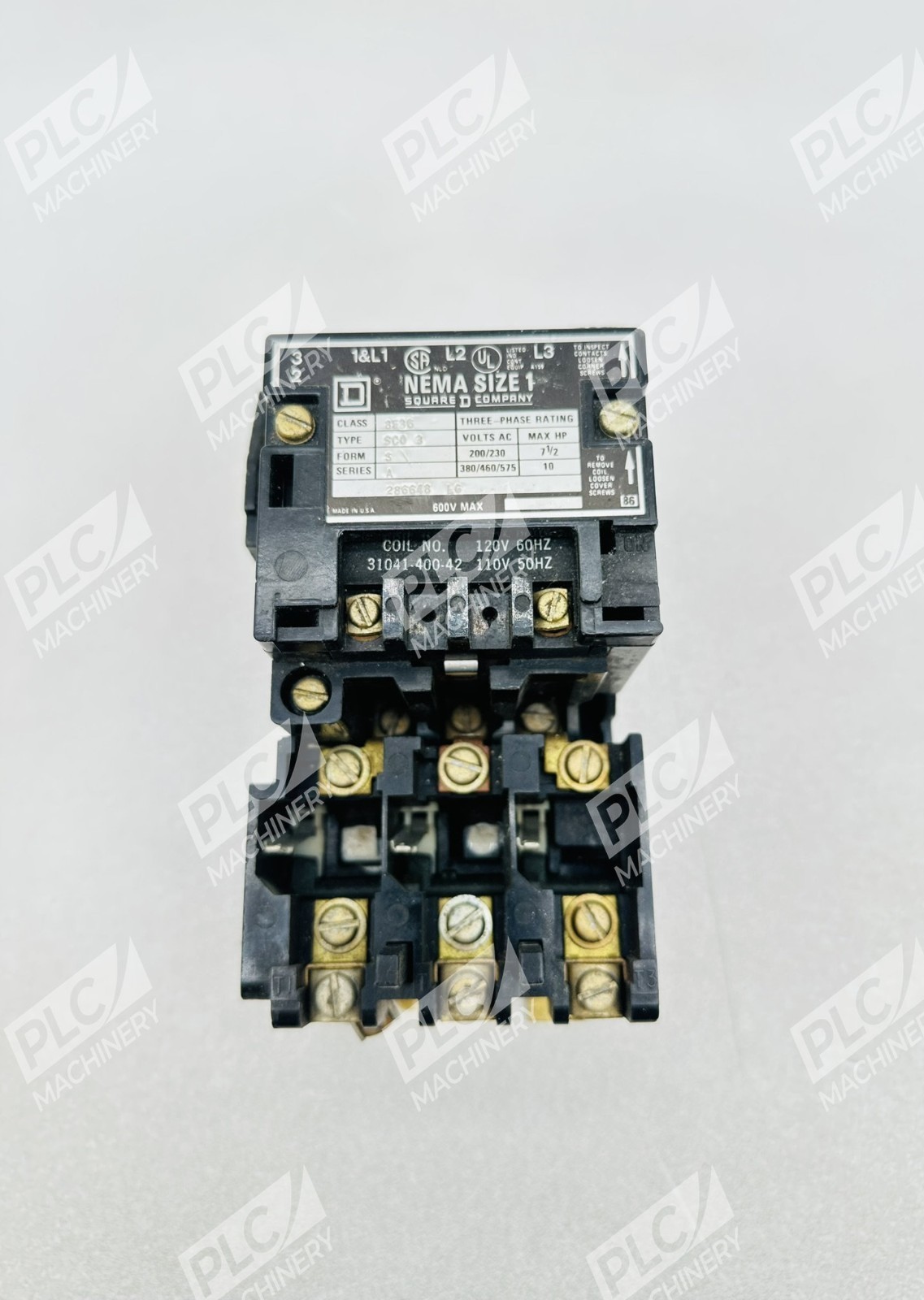 Square D 8536SCO3 Nema Size 1 Magnetic Contactor Series A