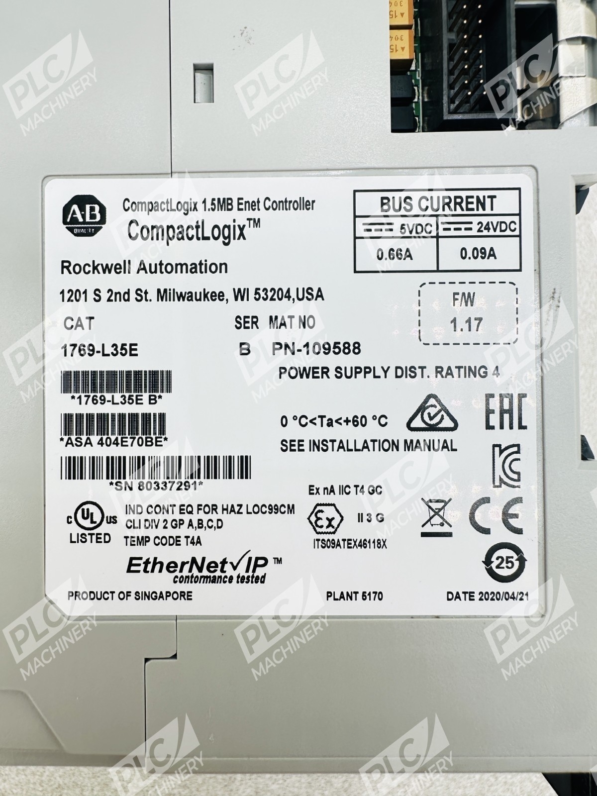 Allen Bradley 1769-L35E Series B CompactLogix 1.5MB Enet Controller - Image 3