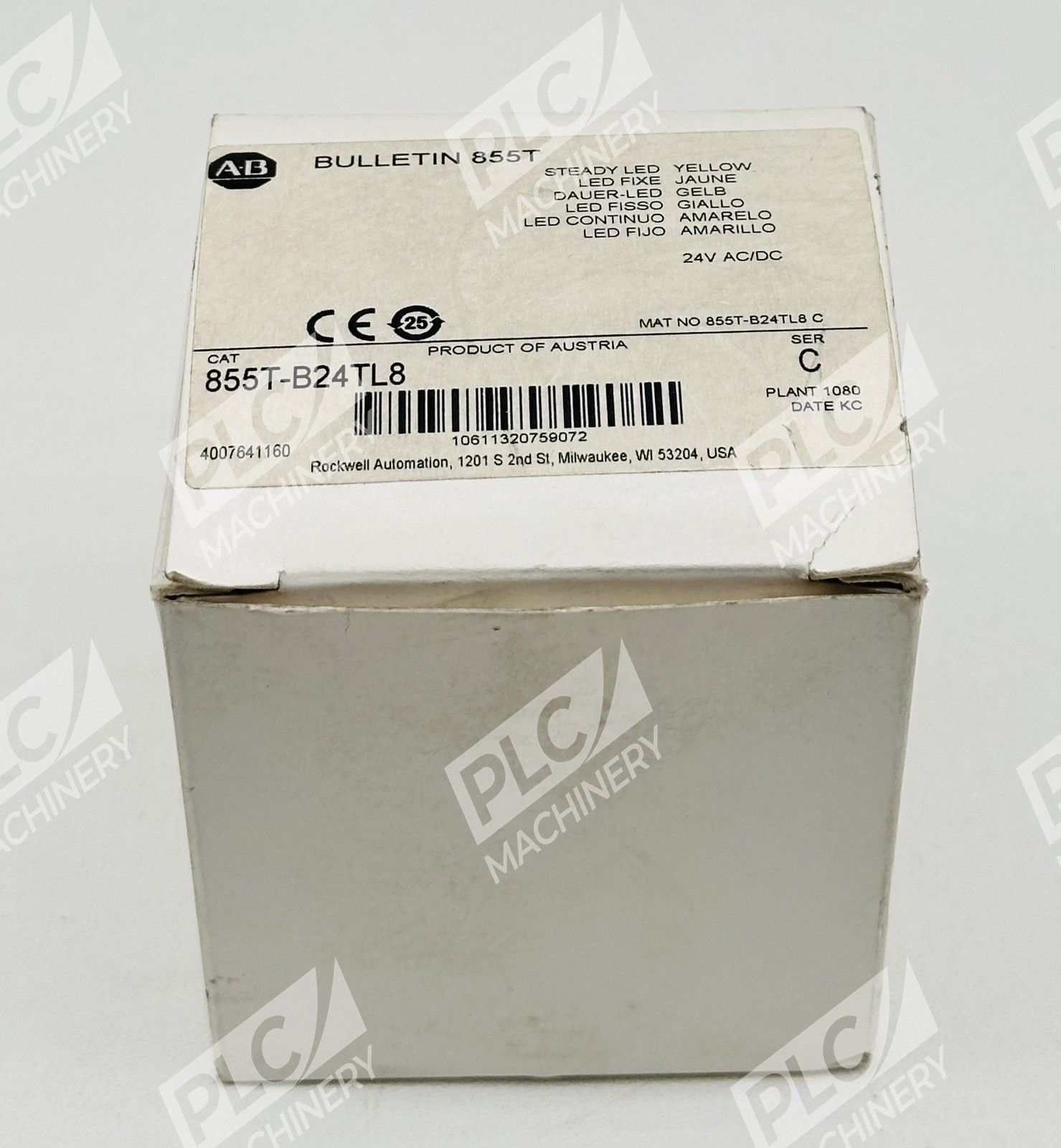 Allen Bradley 855T-B24TL8 Series C Steady LED Yellow