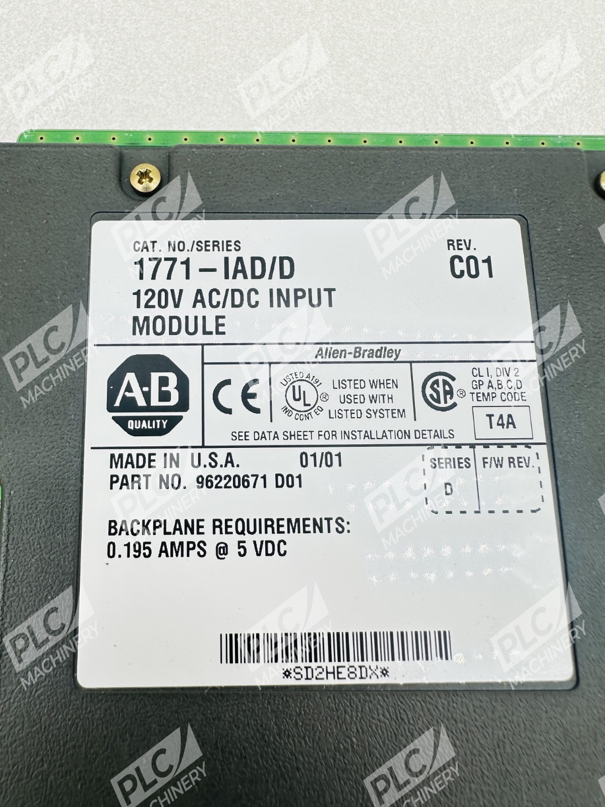 Allen Bradley 1771-IAD Series D 120V DC/AC Input Module Missing Block - Image 5