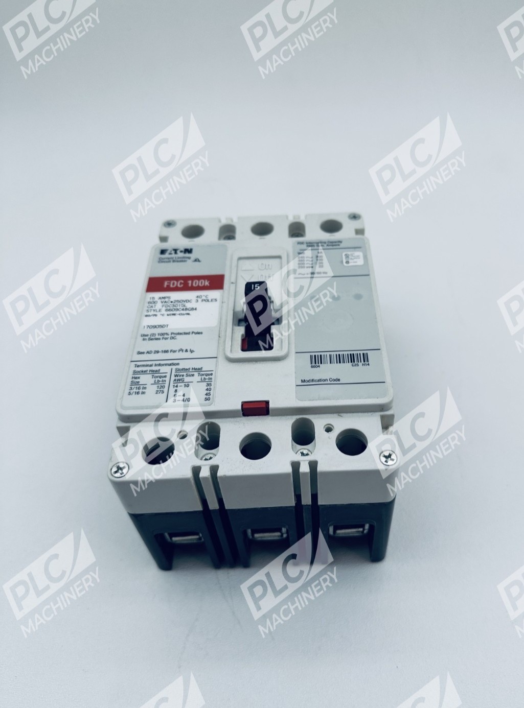Eaton FDC3015L Molded Case Circuit Breaker 3 Pole 15A 600V - Image 2
