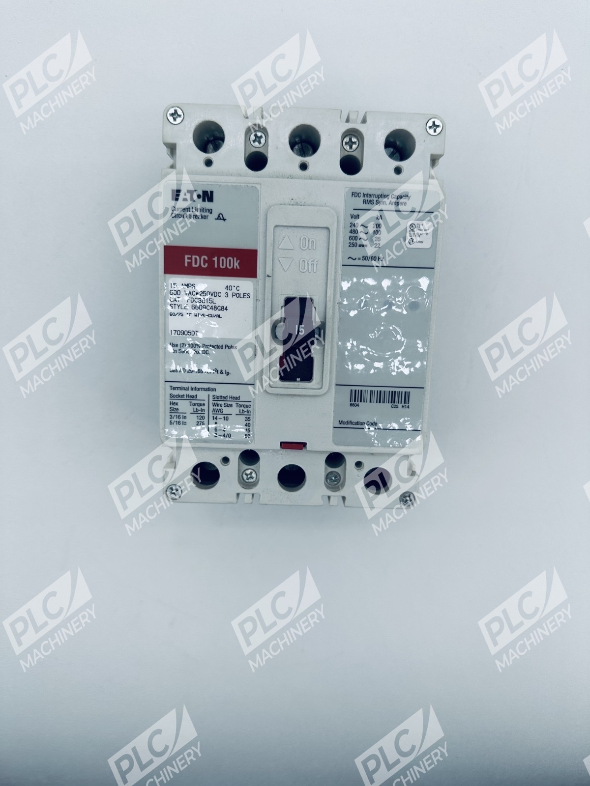 Eaton FDC3015L Molded Case Circuit Breaker 3 Pole 15A 600V - Image 4
