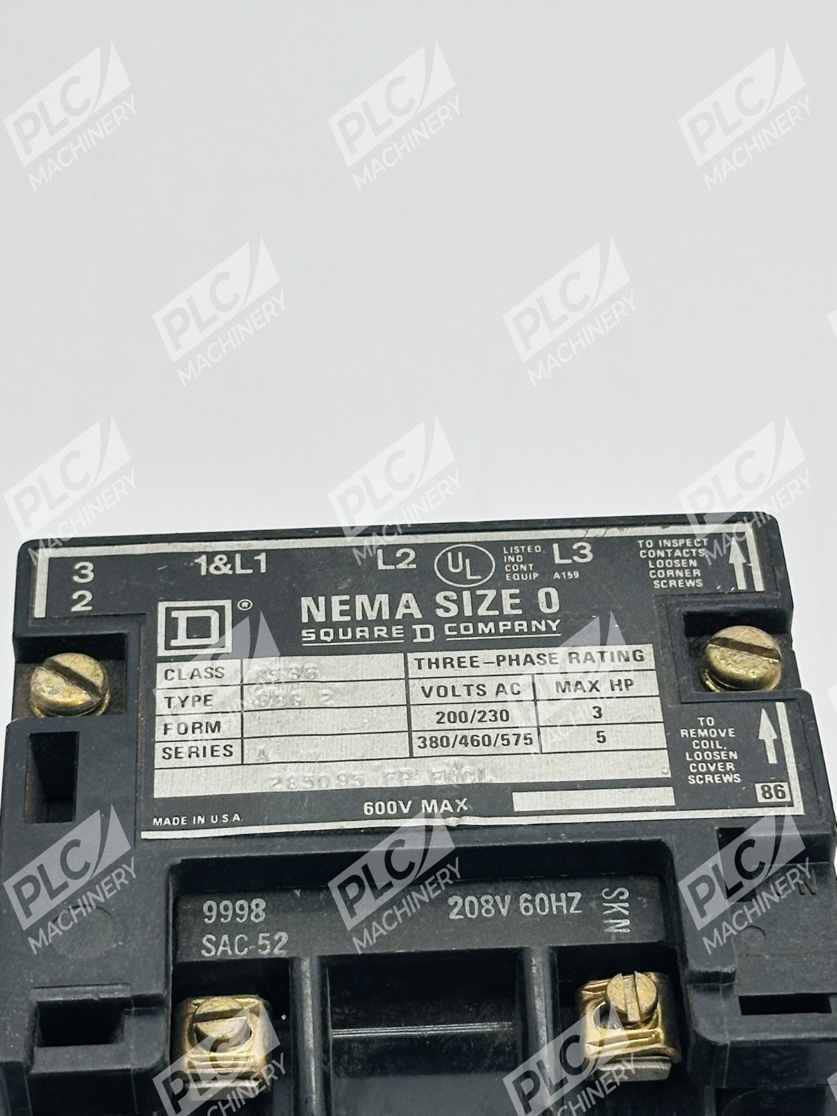 Square D 8536SBG2 Nema Size 0 Three-Phase Magnetic Starter Series A - Image 7
