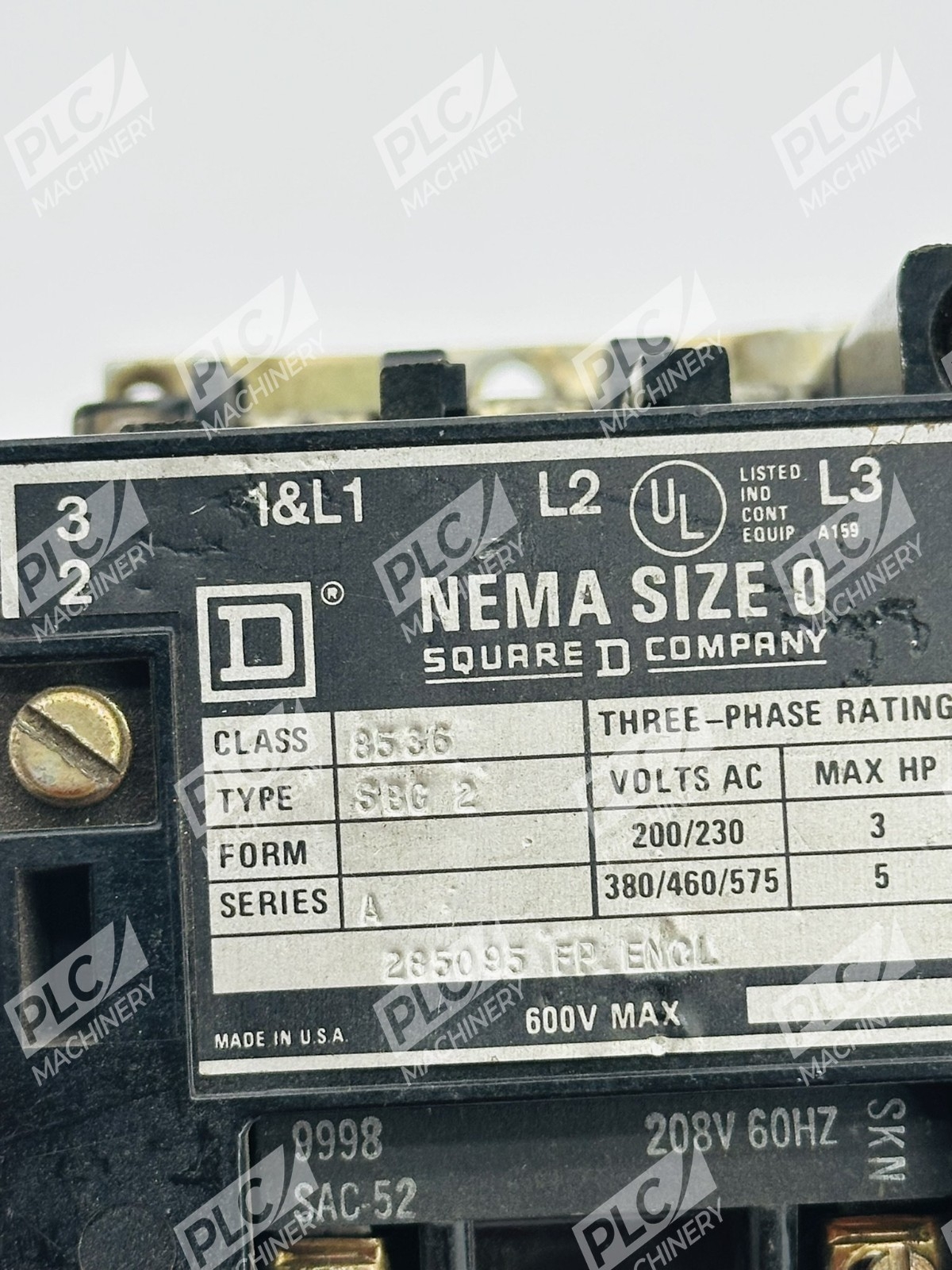 Square D 8536SBG2 Nema Size 0 Three-Phase Magnetic Starter Series A - Image 8
