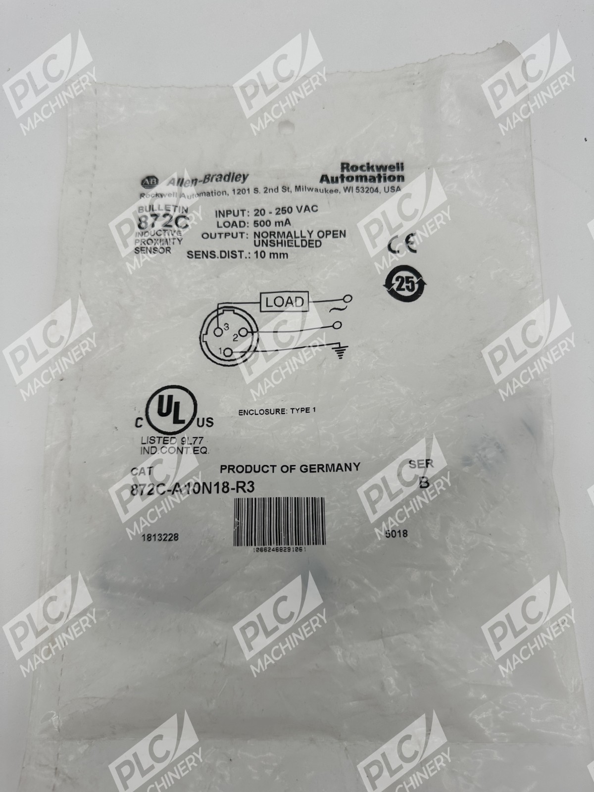 Allen Bradley 872C-A10N18-R3 Inductive Proximity Sensor Ser B