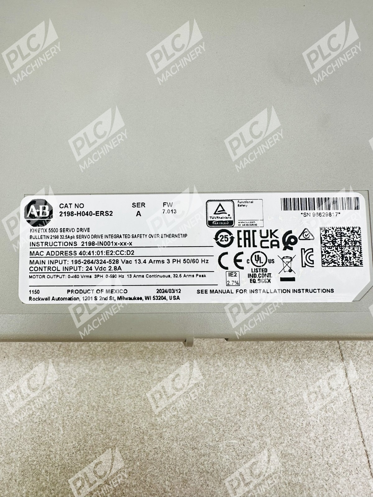 Allen Bradley 2198-H040-ERS2 Kinetix 5500 Servo Drive FW 7.013 Ser A - Image 6