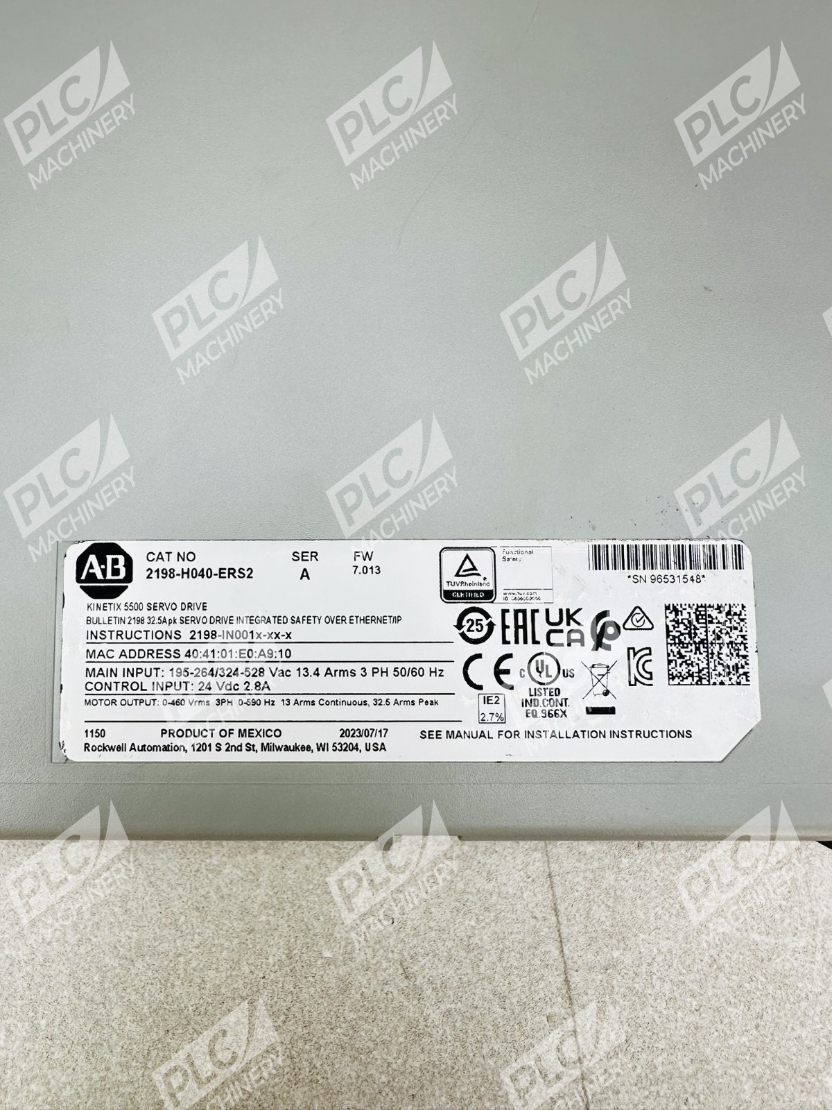 Allen Bradley 2198-H040-ERS2 Kinetix 5500 Servo Drive Ser A - Image 6