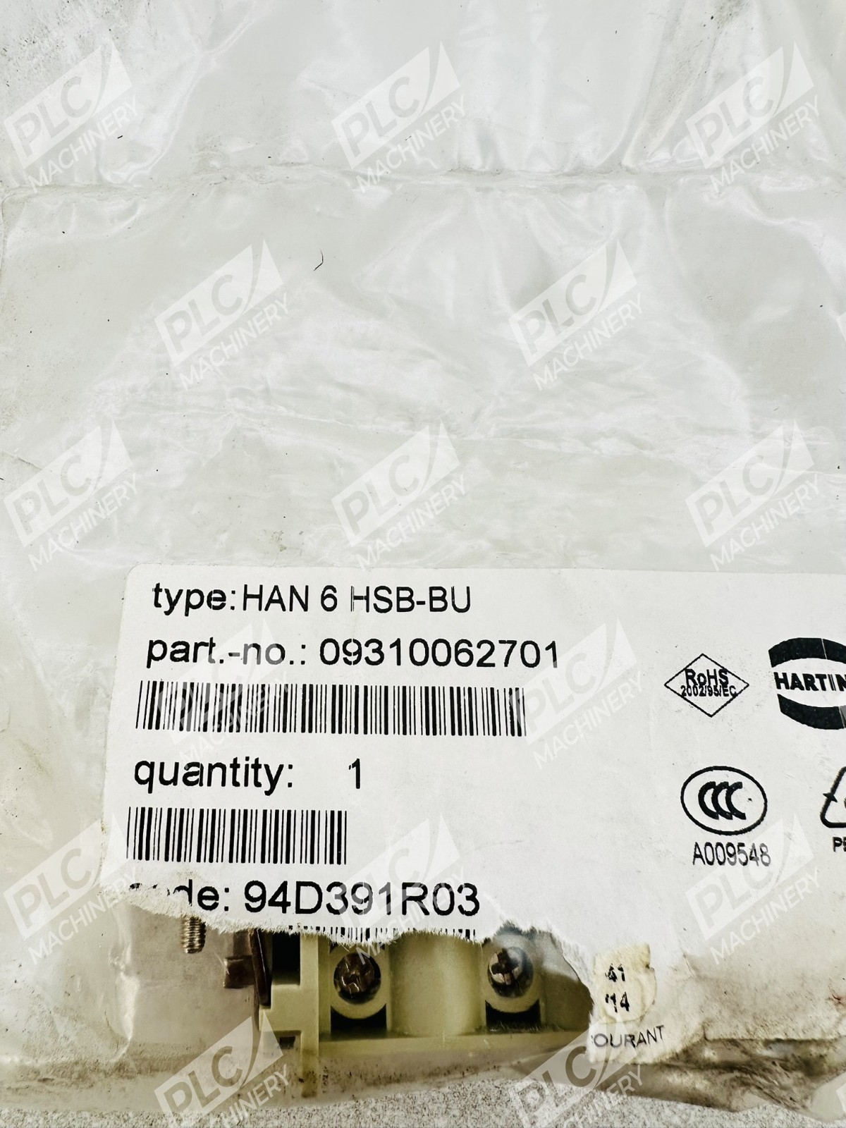 Harting HAN 6 HSB-BU Female Insert Heavy Duty Connector 09310062701 - Image 2