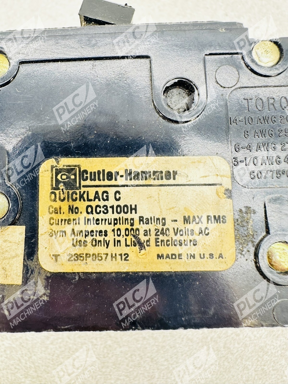 Eaton Cutler-Hammer QC3100H Quicklag C Circuit Breaker 3-Pole 100A 240V - Image 8