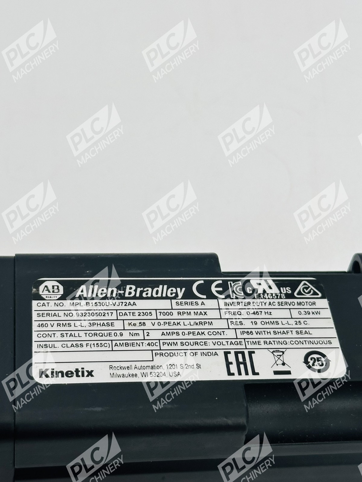 Allen Bradley MPL-B1530U-VJ72AA Servo Motor Ser A - Image 8