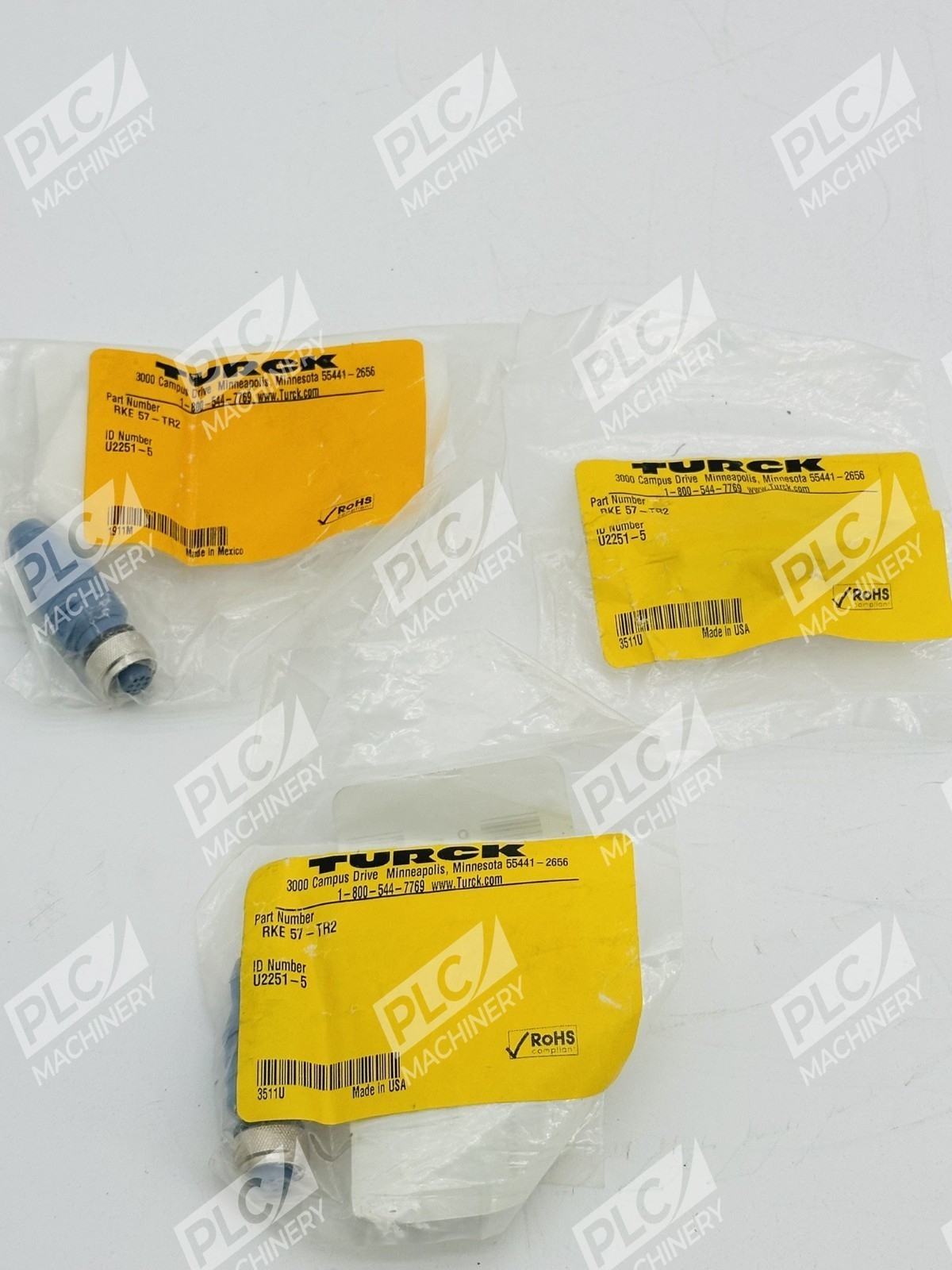 Turck RKE 57-TR2 Circular Multi Pin Female Connector Cable Plug Lot of 3