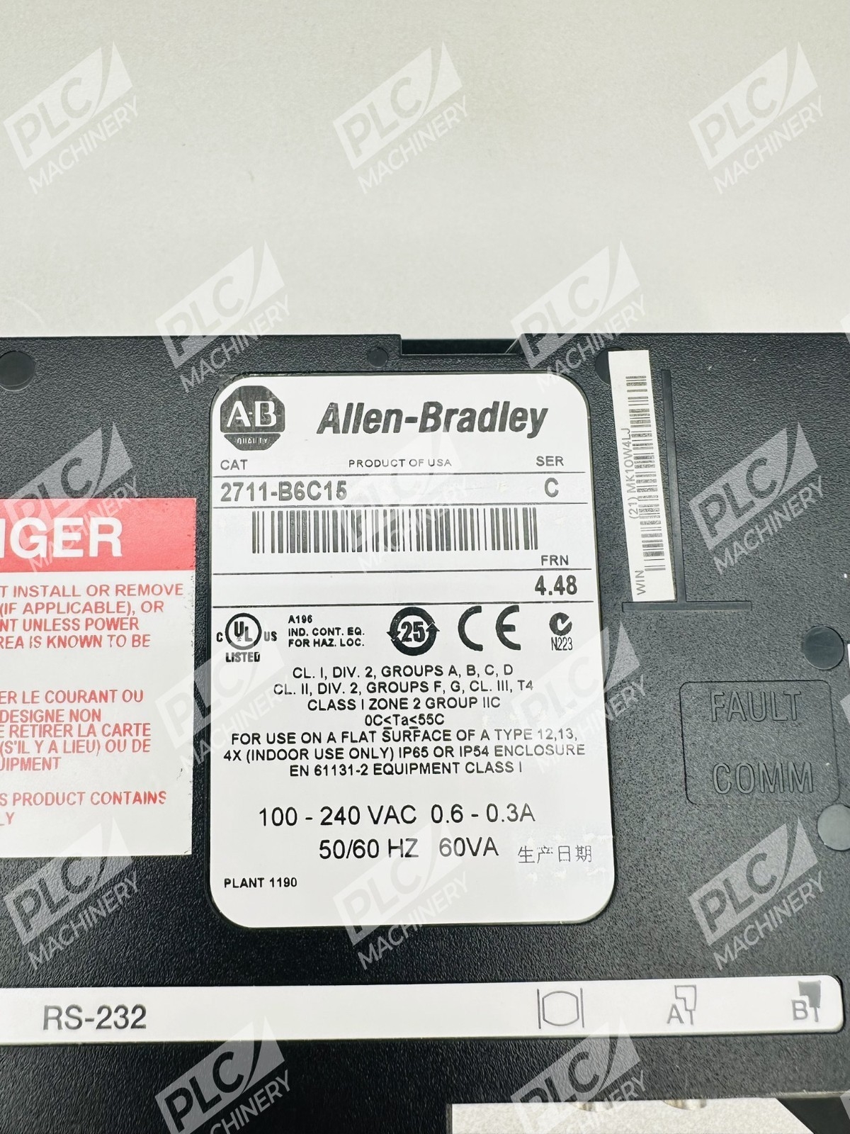 Allen Bradley 2711-B6C15 Series C PanelView 600 Terminal - Image 3